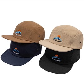 CLAPE Summer 5 Panel Outdoor Camp Cap Waterproof Quick-Drying Baseball Cap Flat Brim Baseball Cap for Men Women Lightweight UV Protection Cap, DFB3-Black