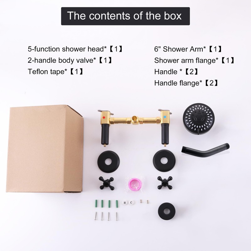 BEIYI 2 Handle Shower Faucet and 5 Mode Shower Head,