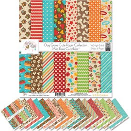 Pattern Paper Pack - Dog Gone Cute - Scrapbook Premium Specialty Paper Single-Sided 12"x12" Collection Includes 16 Sheets - by Miss Kate Cuttables