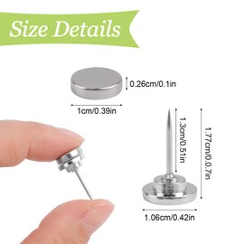UFURMATE 30 Sets Magnetic Push Pins Magnet Tacks Pushpins Poster and Photo Hangers Magnetic Thumbtacks for Cork Board Zinc Alloy Decorative Pushpins Clip for Map Picture (Silver)