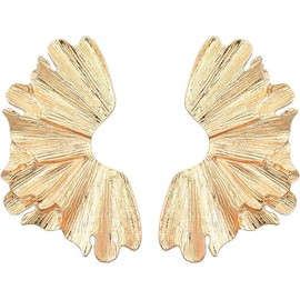 TACBSP Gold Flower Earrings for Women Large Flower Stud Earrings Dainty Pearl Flower Statement Earrings Chunky Floral Earrings Boho Jewelry Gift for Women (A)