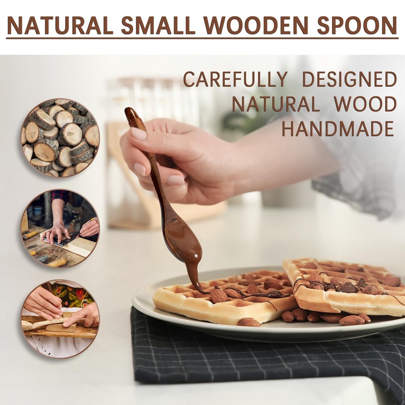 Hefild 6 PCS Wooden Spoons for Honey, 6.7 inch Small