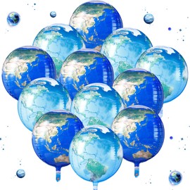 Poen 12 Pcs Space Balloons 22 Inch Large 4d Galaxy Planet Balloons World Map Globe Balloons Inflatable Earth Outer Space Party Decorations for Kids Space Travel Theme Party Birthday Earth Day (Earth)