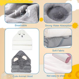 etokdos Baby Bath Towels Hooded 2-Pack Absorbent Soft Baby Towel Set Thick Toddler Towels with Hood for Toddlers,Infants and Newborn