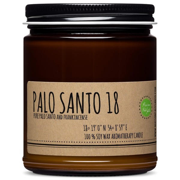 Maison Palo Santo Soy Wax Candle - Palo Santo and Frankincense Natural Scented Candle for Aromatherapy, Negative Energy Cleansing, Chakra Balancing and Meditation, 9 oz