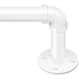 Zeerobee Curtain Rods for Windows 72 to 144, 1 Inch Industrial Wrap Around White Curtain Rod, Indoor/Outdoor Room Divider Adjustable Drapery Pole, 72"-144"