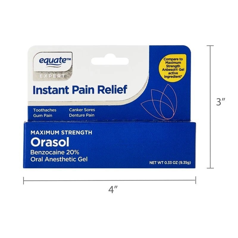 Equate Maximum Strength Benzocaine Orasol Oral Anesthetic Gel, 0.33 oz