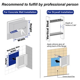 Bernkot Stainless Steel Shower Niche 24" X 12" Matte Black No Tile Needed Recessed Shower Shelf for Bathroom Storage Over Mount Installation