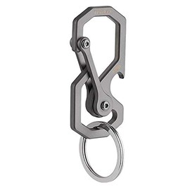 Tibitdeer Titanium Carabiner Keychain Bottle Opener Utility Quick-Release Keyring Key Clip Holder Titanium Solid Ultra Lightweight Key Ring Carabiner for Camping Hiking Multi-purpose Snap Hook