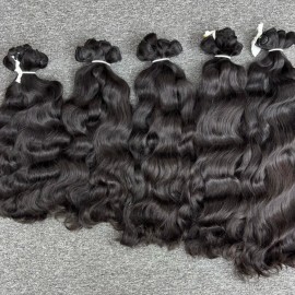 Ready to Ship Double Weft Human Hair Bundle Burmese Wavy Indian Curly Hair Vietnamese Raw Hairstyle: Loose Deep Wave 1bundle, color: natural black, Stretched Length: 28 Inches