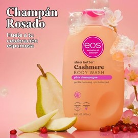 eos Shea Better - Gel de baño de cachemira, champán rosa, hidratante y nutritivo, fórmula de gel cremoso equilibrado de pH, libre de parabenos ni ftal