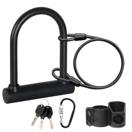 NR-7 7.6"x5.1" Cycling U-lock Steel Carbon Bicycle Lock with Bracket 3 Keys US