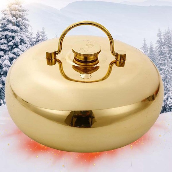 Thickened Copper Hot Water Bottle for Pain Relief Portable Home Office Hand Warmer Hot Water Bottles For Abdomen With Cover, 1L/1.5L/2L/3L (Color : Smooth, Size : 0.6L)