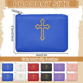 Shinylin 12 Pcs Leather Rosary Pouch Rosary Case with Zipper Rosary Beads Holder Case PU Leather Rosary Case for Men and Women, 6 Colors