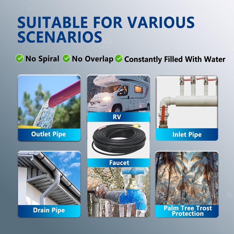 TOPDURE JHSD 15-feet Pipe Heating Cable Built-in Thermostat