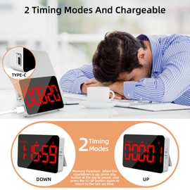 XREXS Digital Kitchen Timer, Digital Cooking Timer, Count Up/Down Timer with 5 Inch LED Display, Adjustable Brightness and Volume, Magnetic Timer for Kitchen/Meeting/Class Red