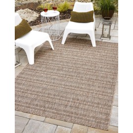 Unique Loom Outdoor Striped Collection Area Rug - Maia (2' 2" x 3' 1" Rectangle, Natural/Black)
