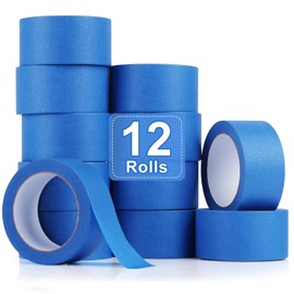 NEOACT 12 Rolls Blue Painters Tape 2 Inches Wide,100 FT Multi-Surface Masking Tape No Residue Painters Tape for Wall Painting,Labeling,Packing,DIY Craft Arts