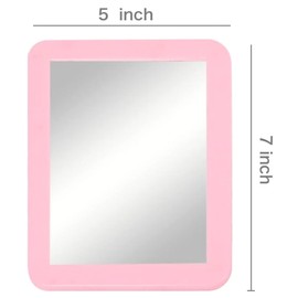 mpowtech Magnetic Locker Mirror,Small Mirror for Locker - 5" x 7" Iocker Mirror Magnetic - Magnet Mirror for School Locker, Bathroom, Workshop Toolbox, Office Cabinet,Mirror Locker Accessories,Pink