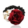 FXQHAN 5PCS Korean Fashion Pearl Hair Rope Rose Flower Hair