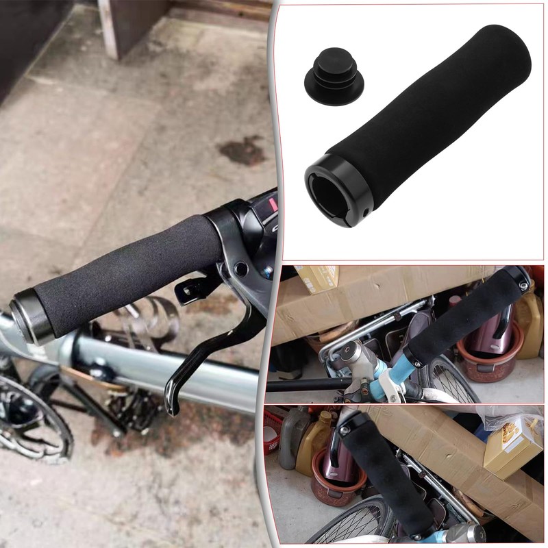 EMSea 1 Pair Foam Handlebar Grips Single Locking Bicycle Handlebar