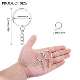 Chuyau 50Pcs Keychain Key Ring with Chain Bulk Split Key Chain，1.1 Inch Key Chains Parts with Open Jump Ring Connector for Jewelry Making Crafts (White K)