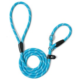 WePet Dog Training Slip Leash, No Pull, Durable Reflective Lead, Puppy Heavy Duty Loop Rope, Comfortable Handle, 6 ft, 1/2 inch, diam. Blue/White
