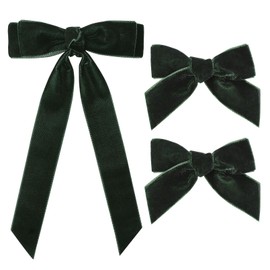 3PCS Velvet Hair Bow Green Hair Ribbon Clips for women Girls Fall Alligator Hair Clips Hair Accessories Toddlers Kids Teens