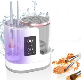 3 en 1 Cleaner de Cepillo de Maquillaje Eléctrico Solución de Limpieza Potente para el Hogar con Soporte de Secado Rápido