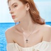 Twoowl Silver Cross Necklace for Women 925 Sterling Silver Crushed