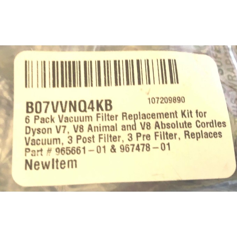 Dyson New 6Pack Vacuum Filter Replacement Kit Dyson V7-V8Animal-V8