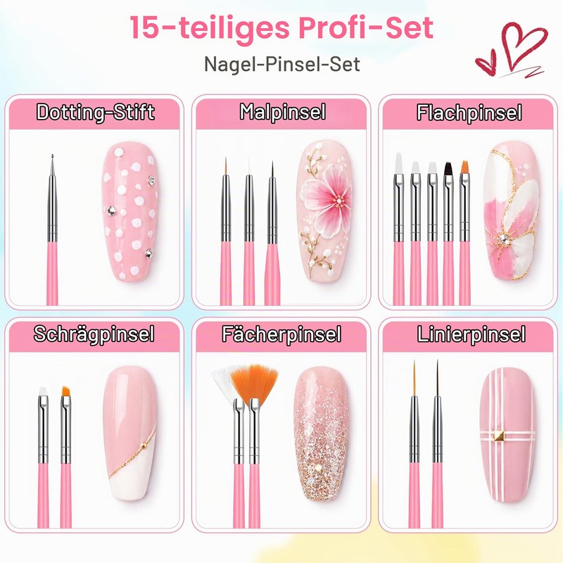 luxwo Nail Brush Set 20 Pieces Nail Brush for Gel