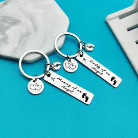 Ximalun Loss Memorial Keyring Mommy of an Angel Daddy of an Angel Keyring Set Miscarriage Keepsake Baby Memorial Gifts Pregnancy Loss Gifts Sympathy Gifts for Infant Child Loss