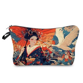 Livel lhood Japanese Geisha Makeup Bag Cute Small Organizer Zipper Pouch Japanese Geisha Coametic Bag Birthday Present for Women Friends -2, hzz16061