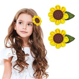 Sunflower Hair Clips for Women Sunflower Hair Accessories Yellow Thin Hair Barrette for Bangs Forehead Alligator Clip for Women Thick Hair Barrette Flower Hair Clips.(FS7-E)