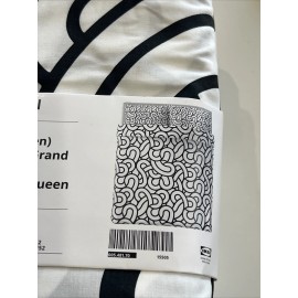 Ikea Sotronn Full/Queen Duvet Cover + 2 Pillowcases,  white/black/pa