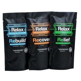 Relax Spa & Bath, Epsom & Dead Sea Salts, Aromatherapy Bath Salts for Hot Tub, Bath, or Spa, Infused with Magnesium, 3 Pack, Relax Athletic Collection, 4 oz Each