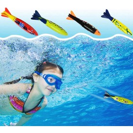 Uadme 4 Pcs Underwater Torpedo Rocket Throwing Swimming Diving Game Summer Toy