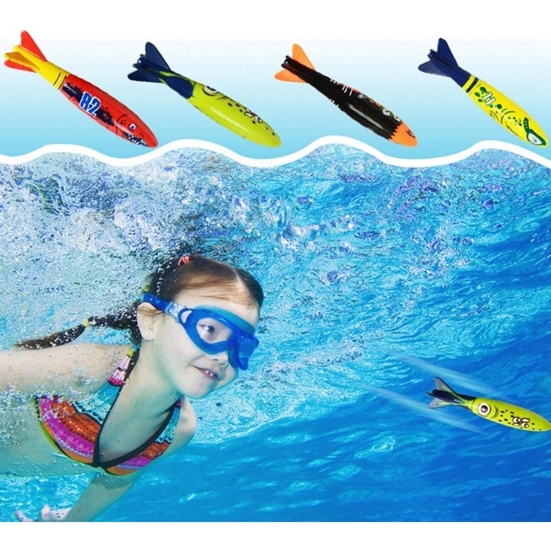 Uadme 4 Pcs Underwater Torpedo Rocket Throwing Swimming Diving Game