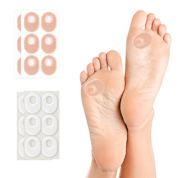 4 Stück Unsichtbare Hühneraugenpflaster Druckschutzringe für Fußsohle mit Kombi,Hornhautpuffer Druckstellen