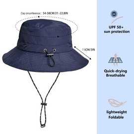 XYIYI Dark Blue Waterproof Men Sun Hat Wide Brim Bucket Hat Women Fishing Hats Safari Beach Boonie Hat