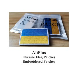 2 PCS AliPlus Ukraine Flag Patches Embroidered Tactical Military Morale Patch Applique Fastener Hook and Loop