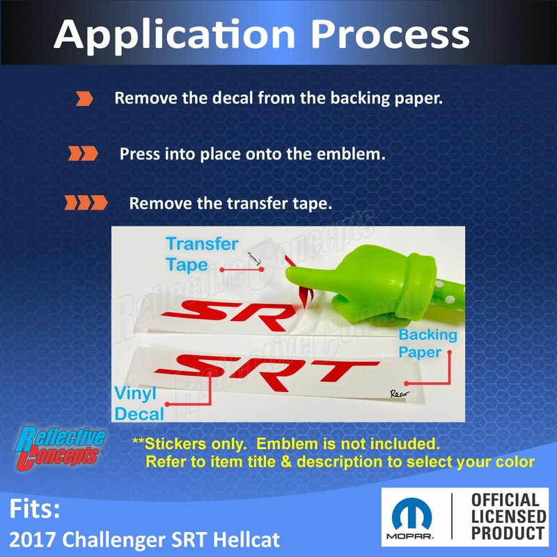 Reflective Concepts - SRT Badge Overlay Decal Stickers - Grille