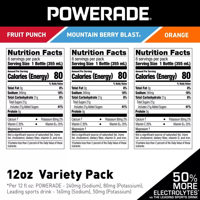 POWERADE Variety Pack Sports Drink, 12 fl. oz., 24 pk.