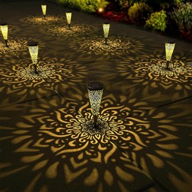 gardencave Paquete de 6 luces solares para jardín al aire libre, luces solares decorativas para jardín con luz cálida, impermeables, luces solares para camino, paisaje, para camino, patio, patio
