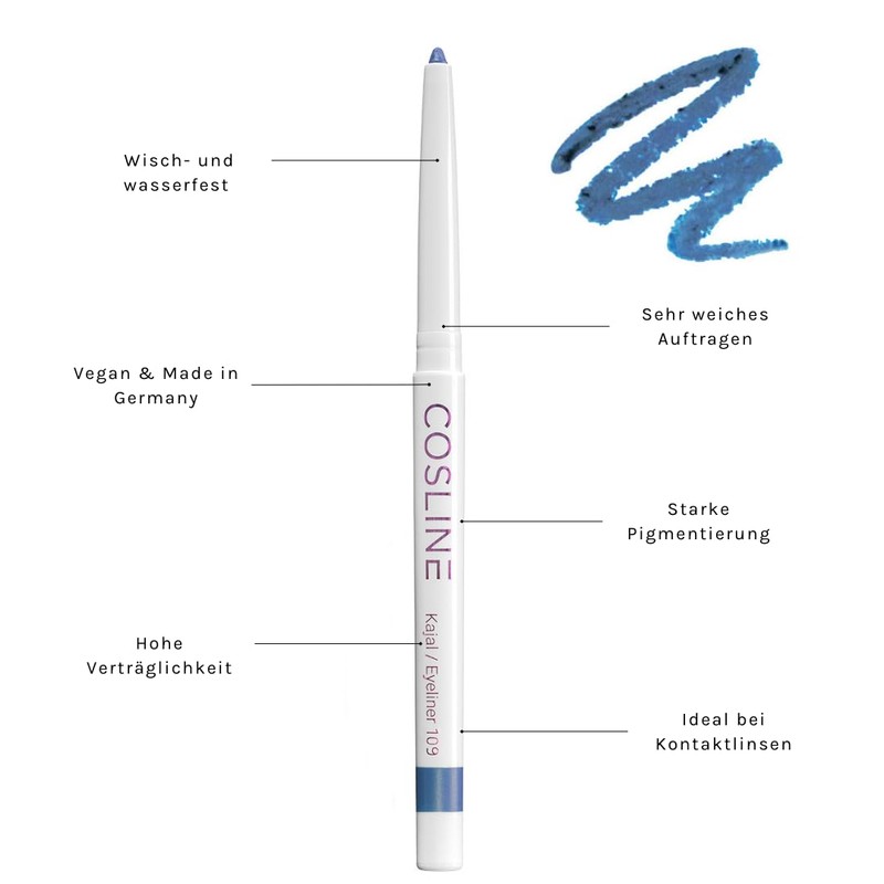 Cosline Kajal and eyeliner no. 109. Colour: Denim Blue