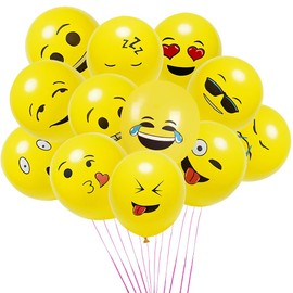 100 Balloons Helium XiXiRan Emocions Balloons Smiley Party Balloons Yellow Set Latex Balloons for Birthday Decoration Wedding Party