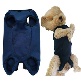 KUVEELA PET Post-Operative Dog Clothes, Dog Supplies, Post-Operative Outfit, Post-Op Coverall, for Use Instead of a Cone, Protective Clothing, Unisex, Contraception or Weaning, for Skin Conditions, Breathable, Summer, for Small and Medium Dogs, (Dark Blu