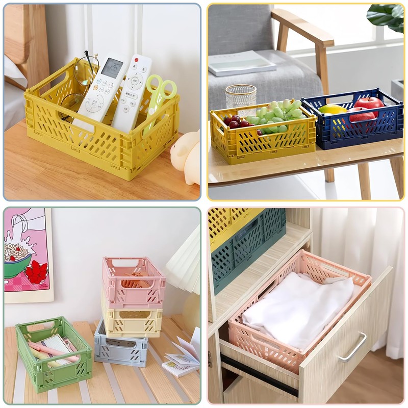 Lucywey Pack of 6 Folding Boxes, Plastic Folding Baskets, 15