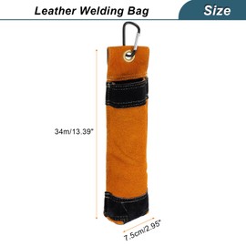 sourcing map Welding Rod Holder Thickened Leather Pouch 9x35cm with Clip Waist Bag for Welding Rod Storage, Toolkit, Arc Welding Rods, Brown